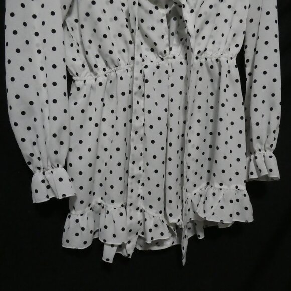 BOOHOO | size 16 | Black and White PolkaDot Romper | Tie Front - Picture 8 of 16